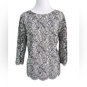 Banana Republic Black Floral Lace Blouse